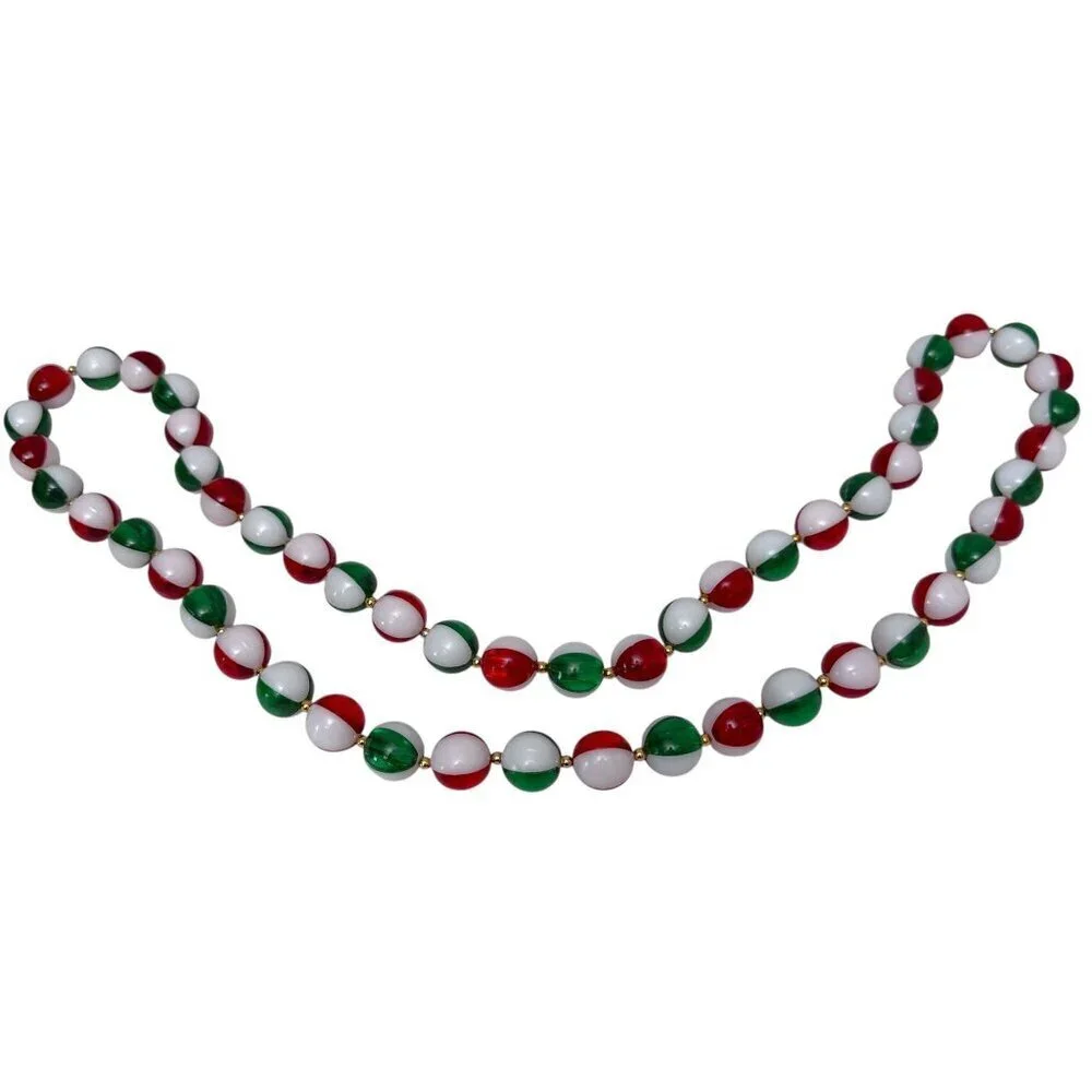Christmas Garland Beaded Loops Red Green White Beads Set of 3